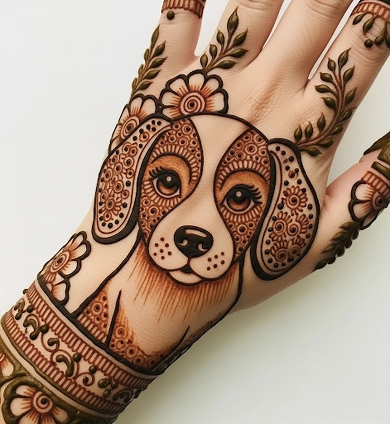 dog mehndi design arabic