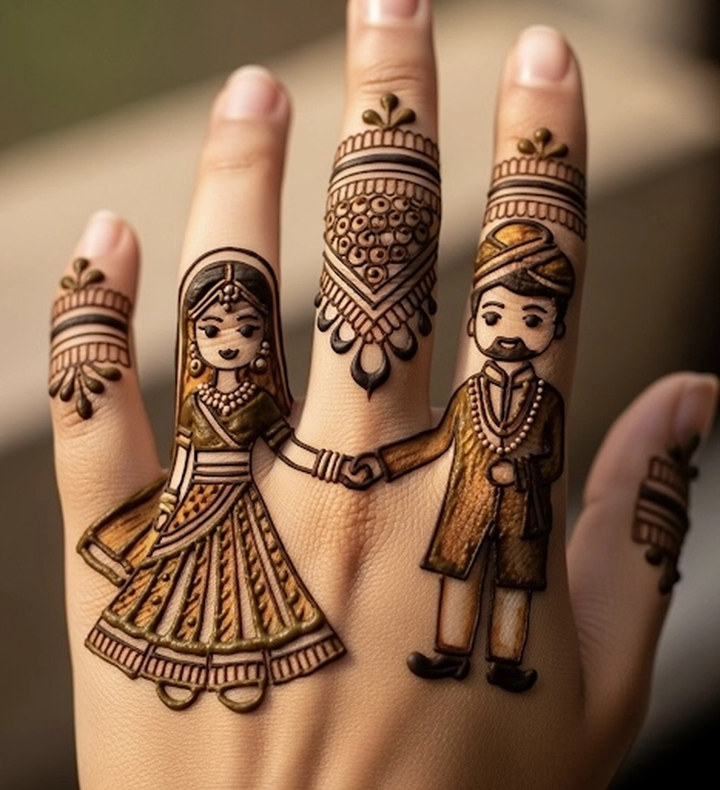 dulha dulhan couple mehndi design