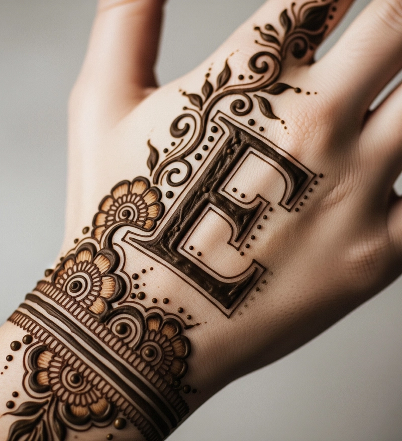 e mehndi design front hand