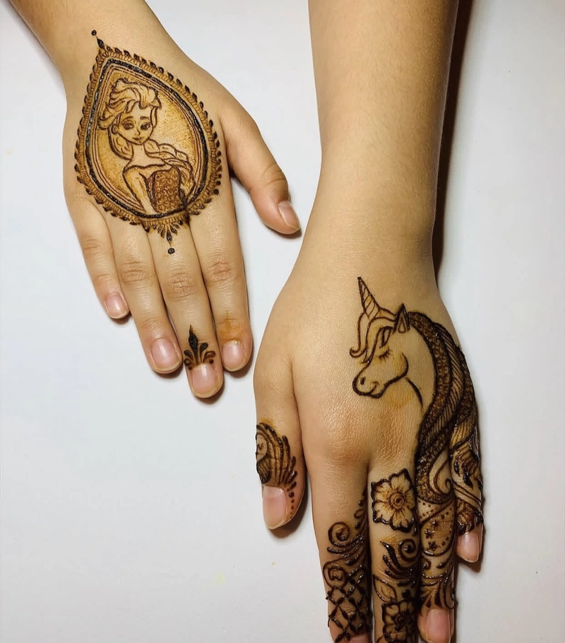 easy unicorn mehndi design image