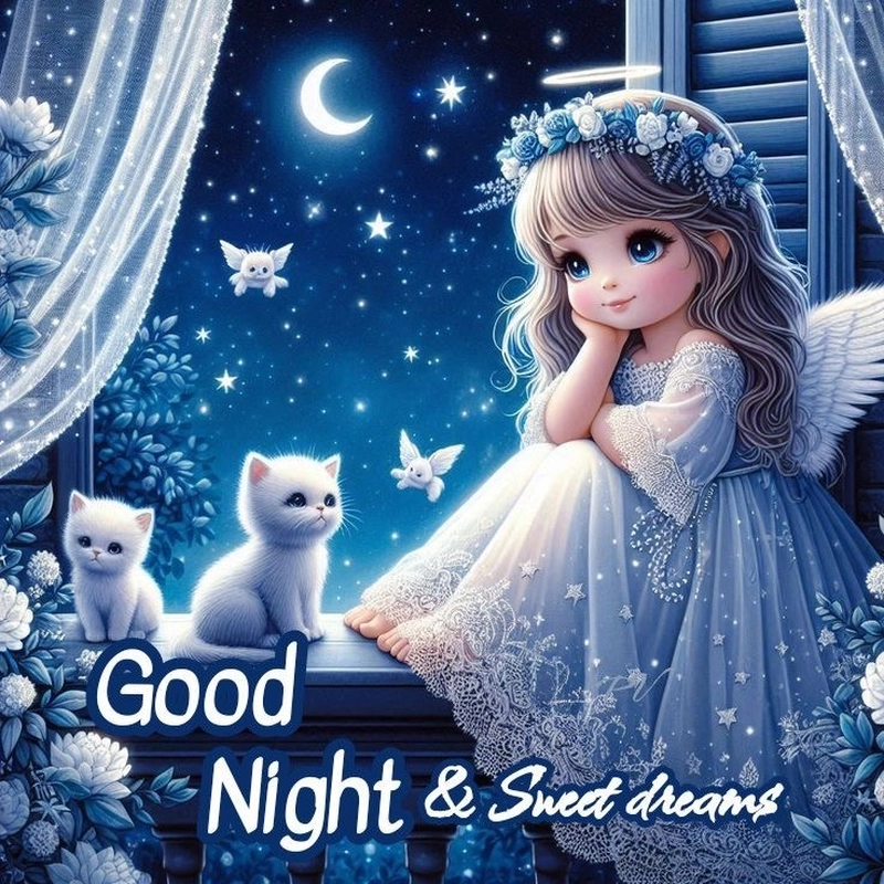 good night images with cute baby girl