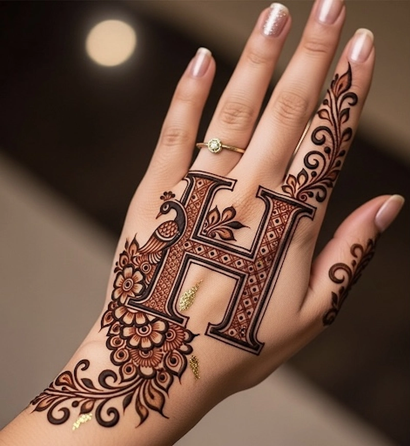 h letter tattoo mehndi design