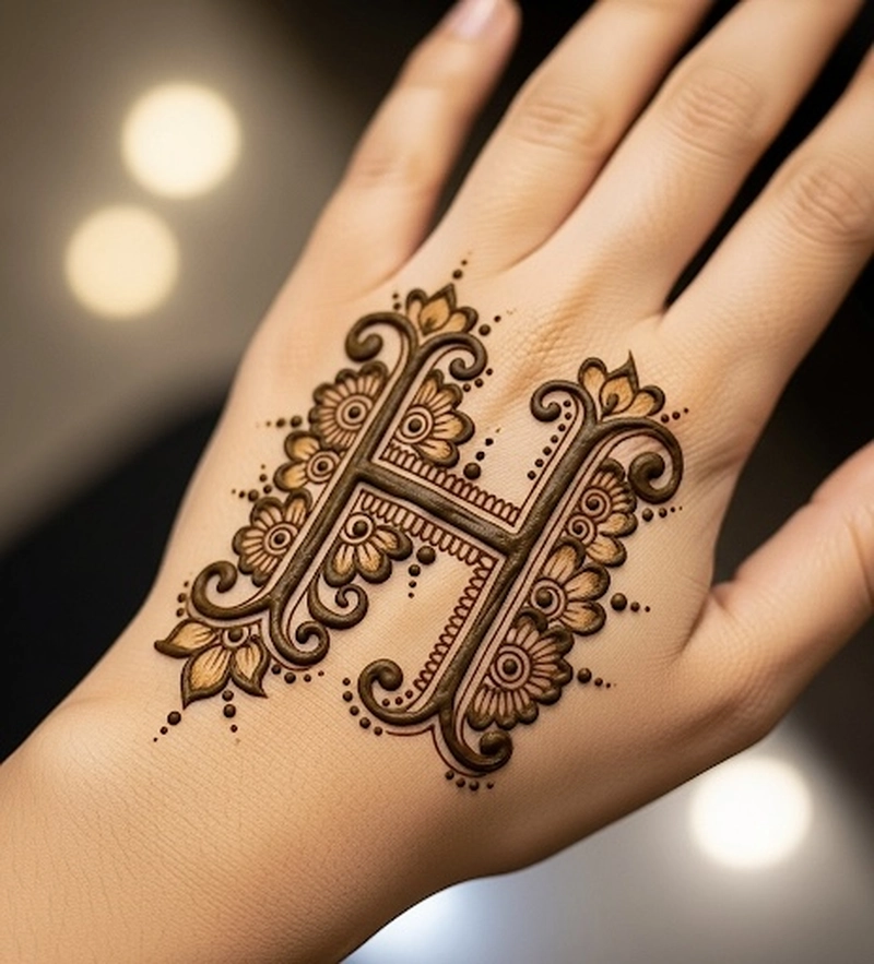 h naam ki mehndi design