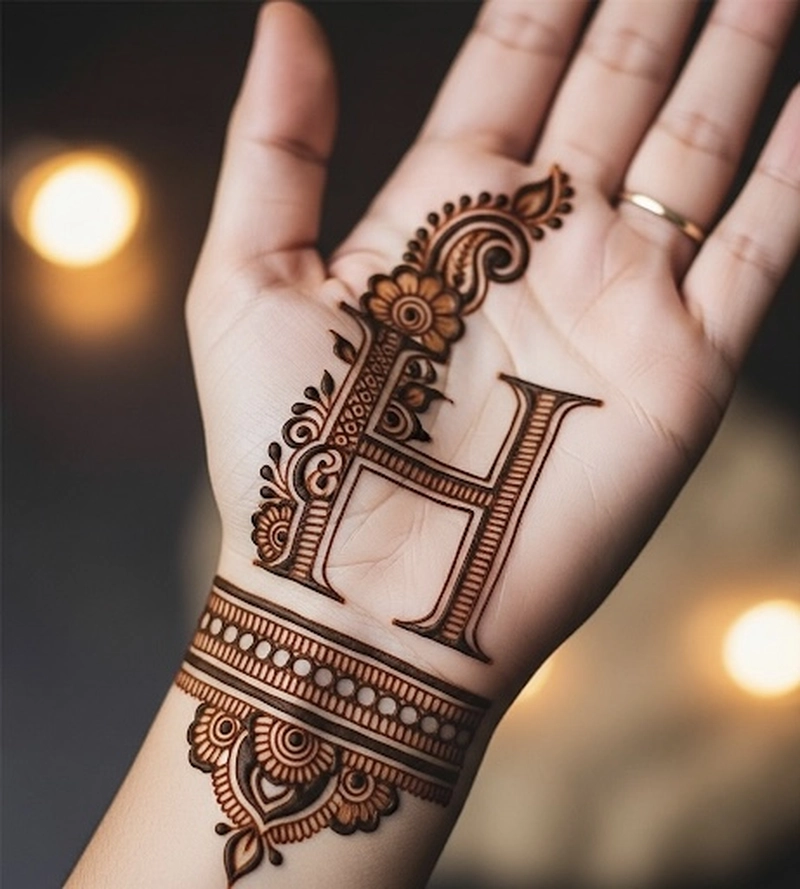h name mehndi design simple images