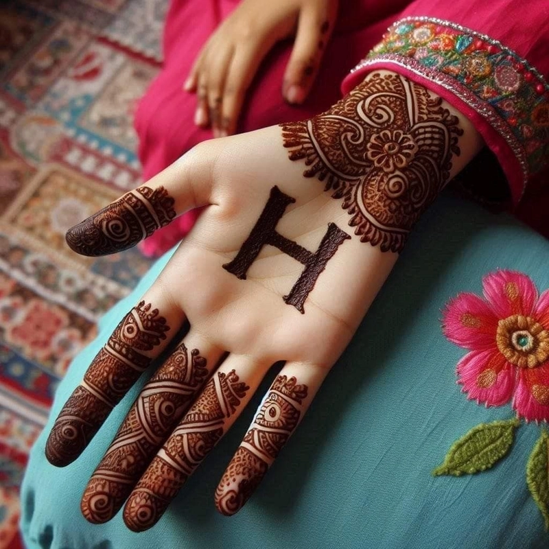 h name mehndi design simple photos