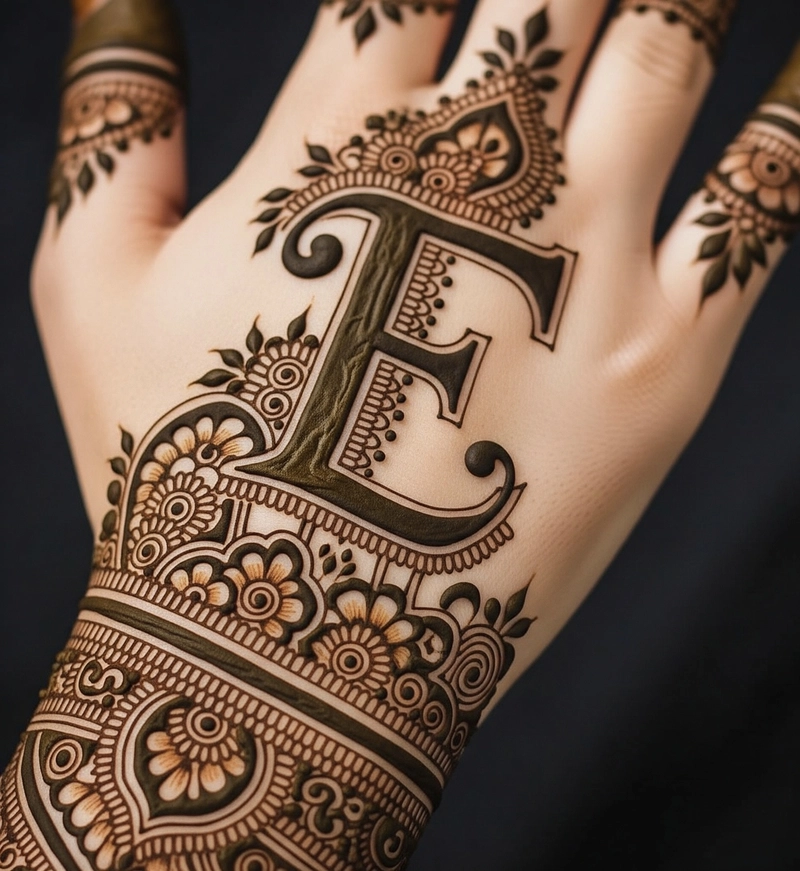 henna designs e letter images