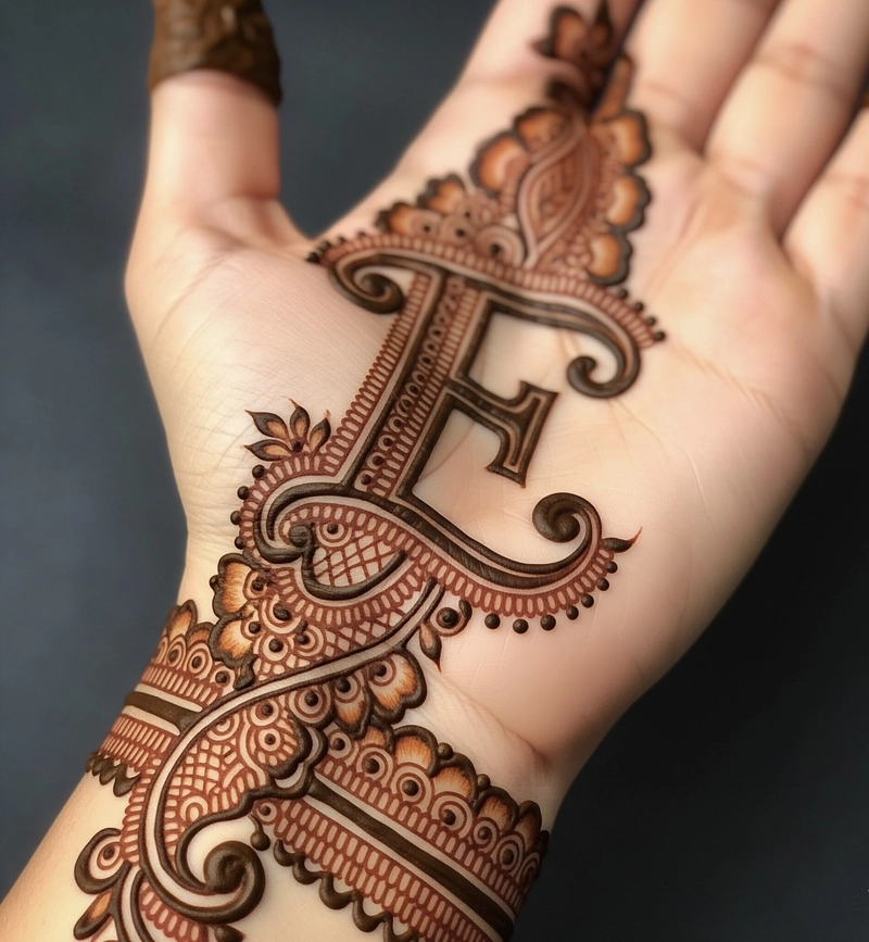henna designs e letter photo
