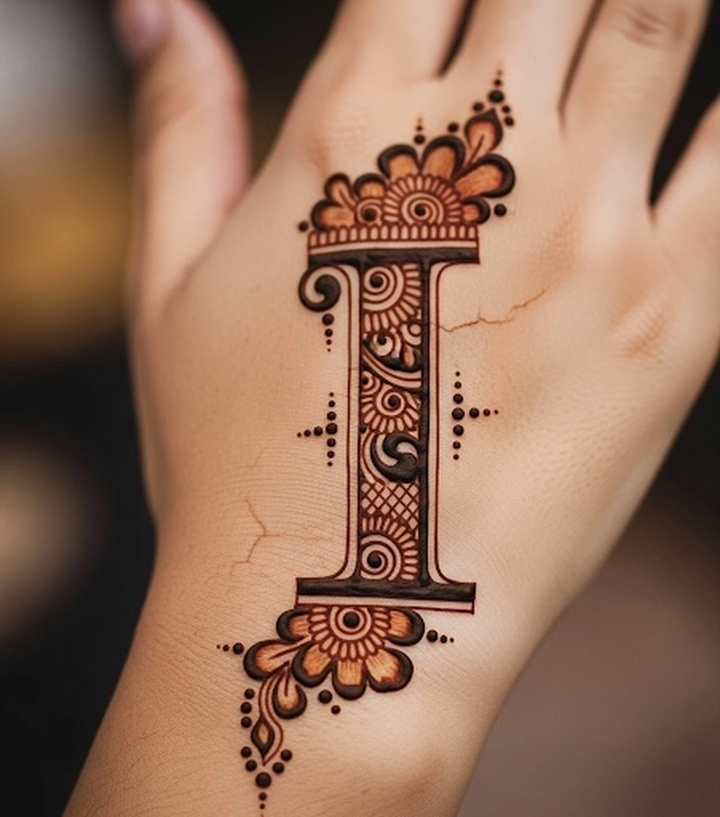 i letter mehndi design tattoo