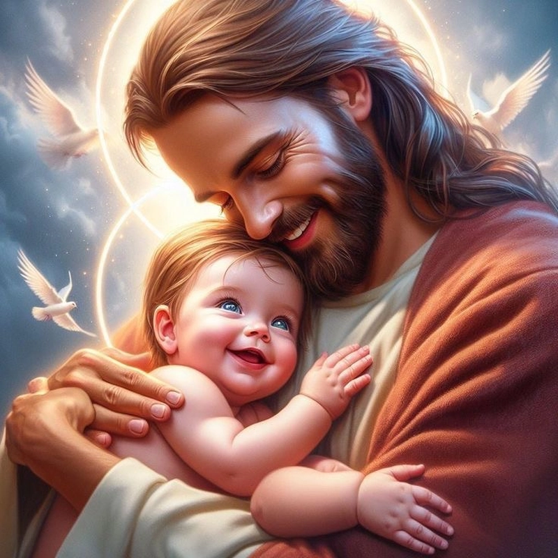 images of jesus holding a baby
