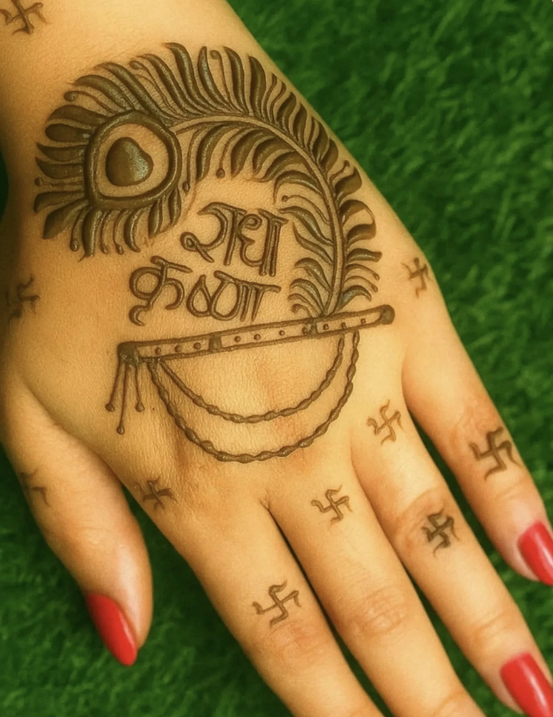 janmashtami mehndi design back hand