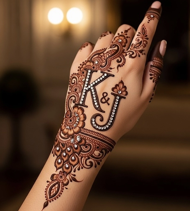 k j name mehndi design