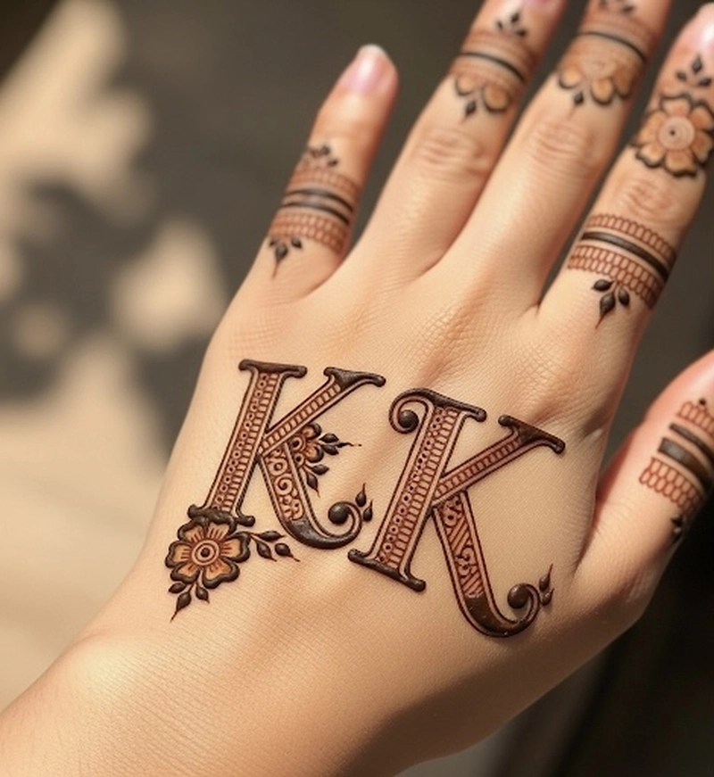 k k name mehndi design