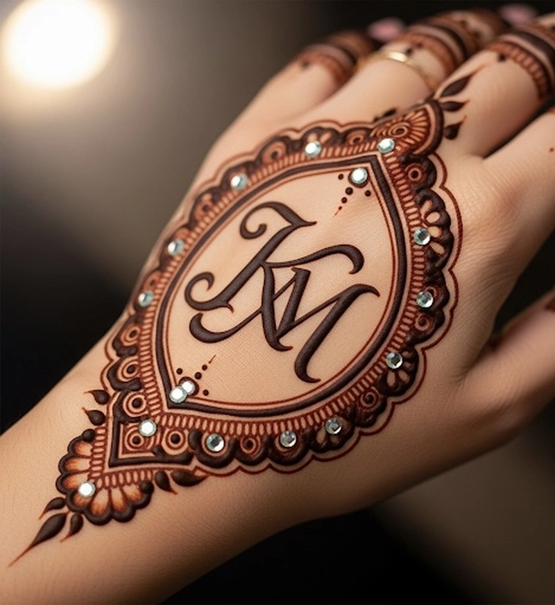 k m name mehndi design