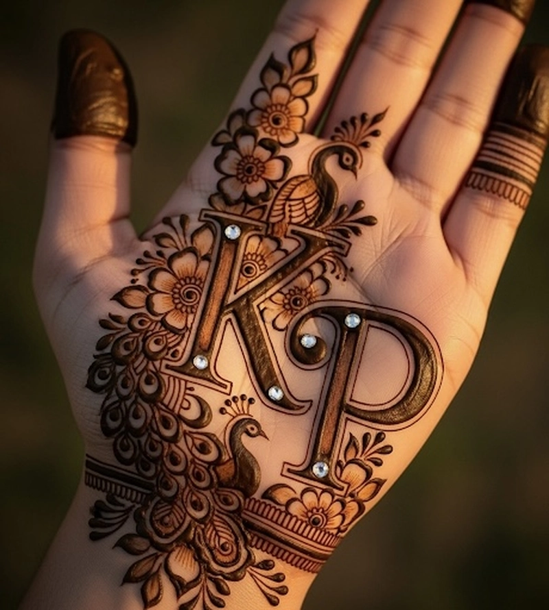 k p name mehndi design
