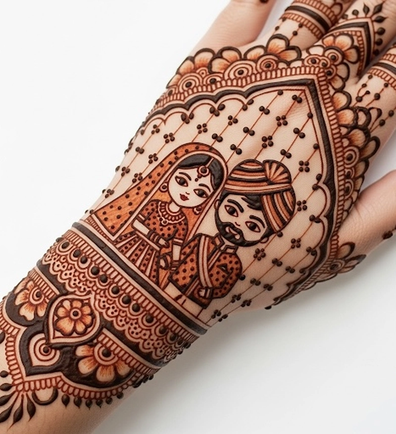 karwa chauth couple mehndi design