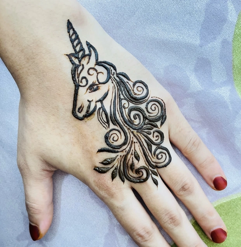 kids unicorn mehndi design