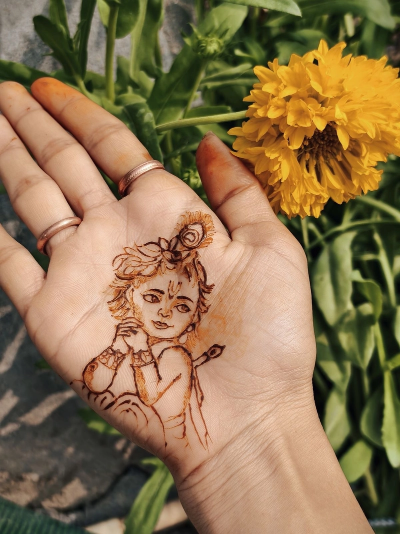 krishna janmashtami mehndi design easy pic