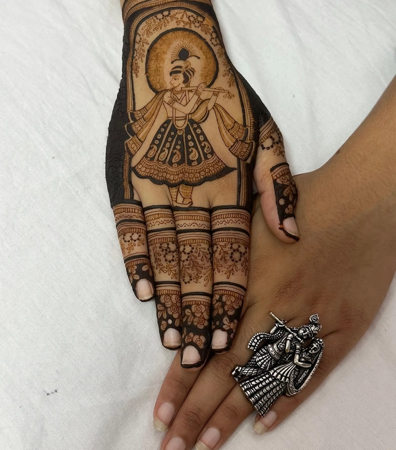 krishna mehndi design back side