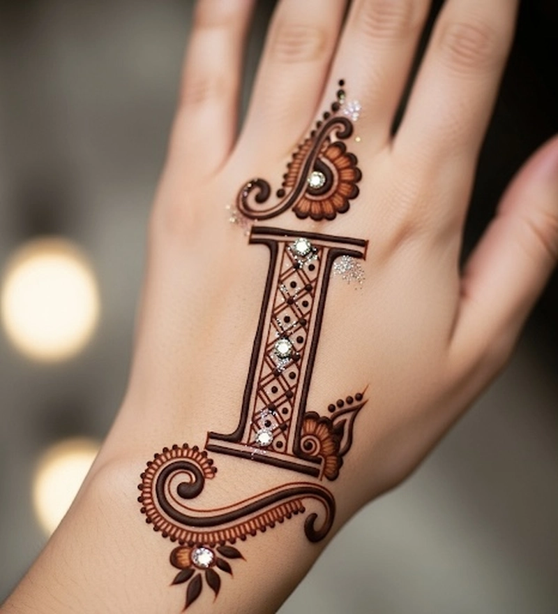 letter i mehndi design images