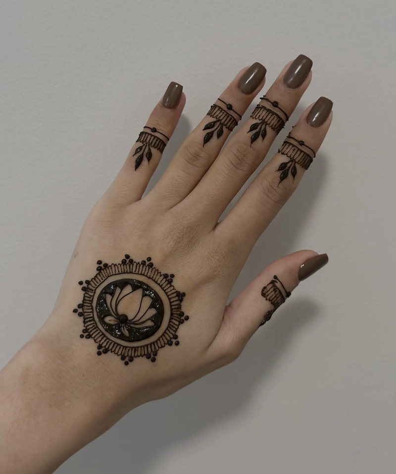 lotus mehndi design back hand simple