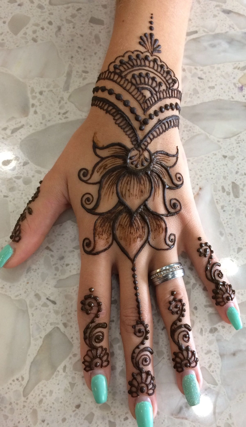 lotus mehndi design bridal