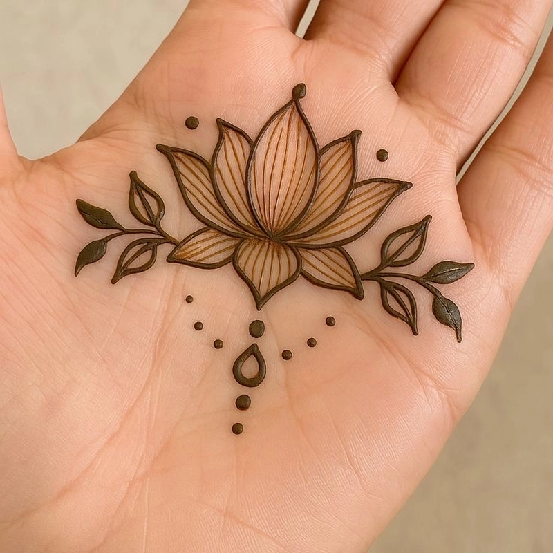 lotus mehndi design front hand