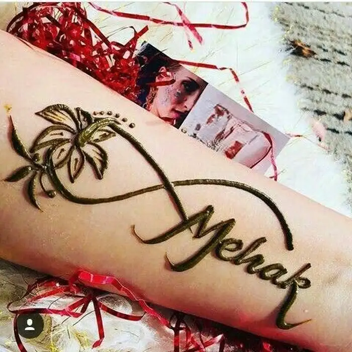 m letter mehndi design simple