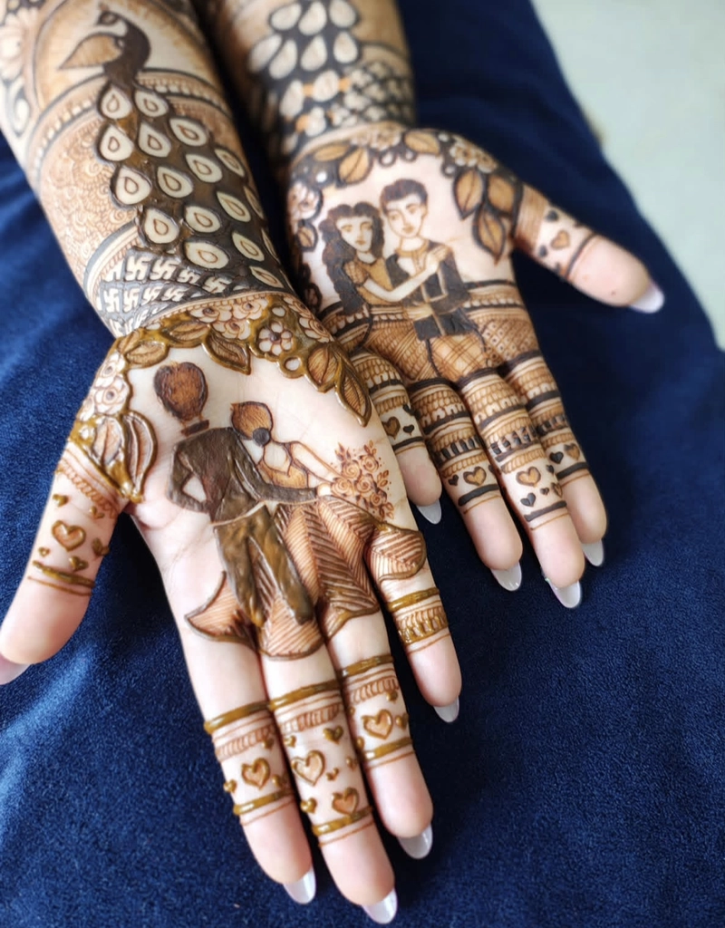 marriage couple mehndi design