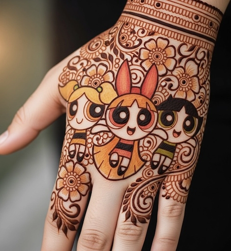 mehndi design in cartoon