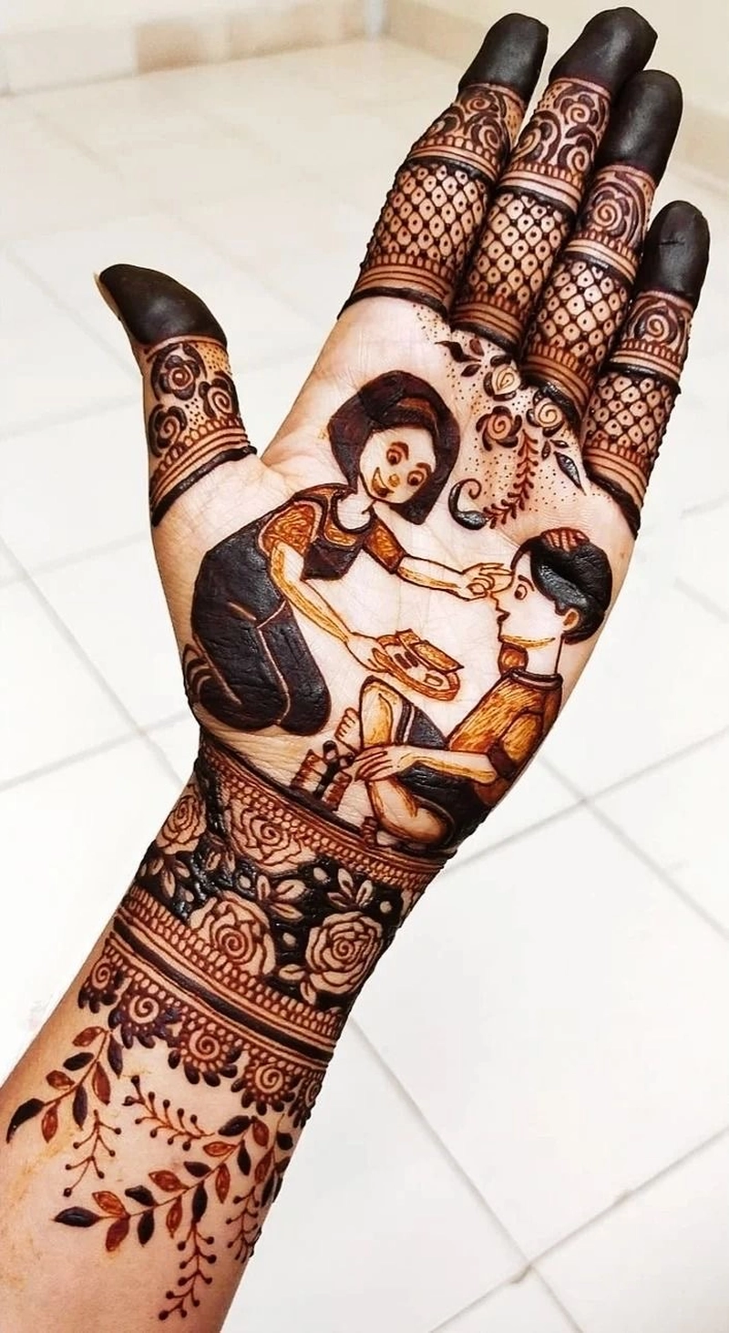 mehndi design raksha bandhan front hand