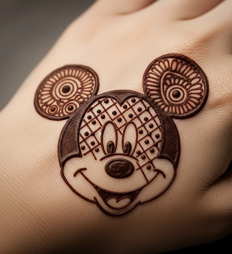 mickey mouse cartoon mehndi design