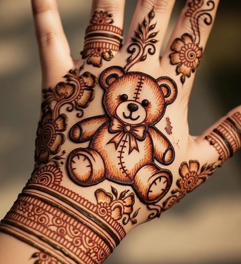 new style teddy bear mehndi design