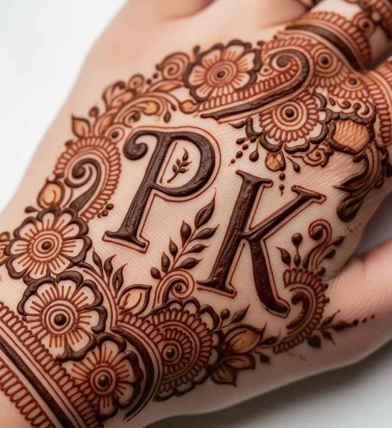 p and k mehndi design