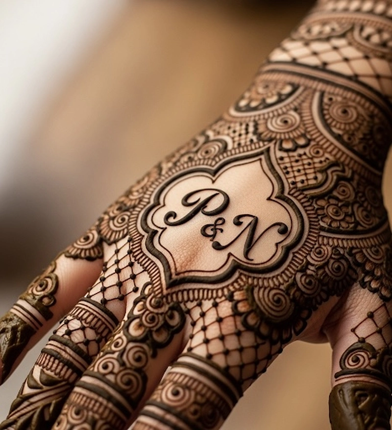 p n name mehndi design