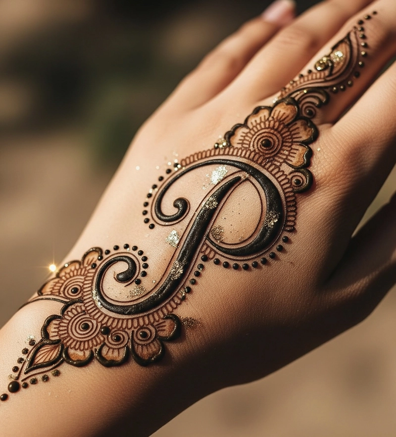 p name mehndi design photo