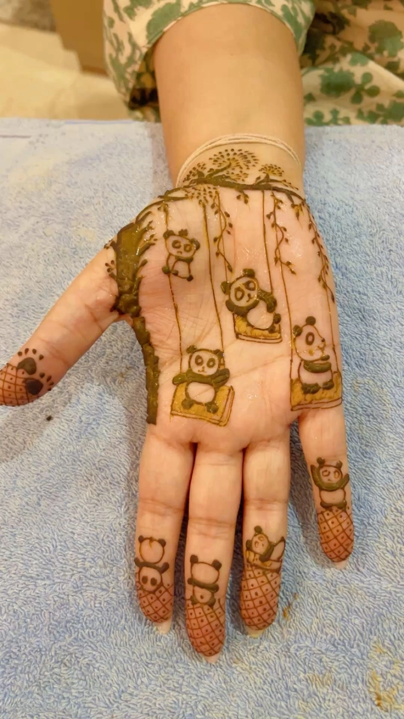 panda cartoon mehndi design