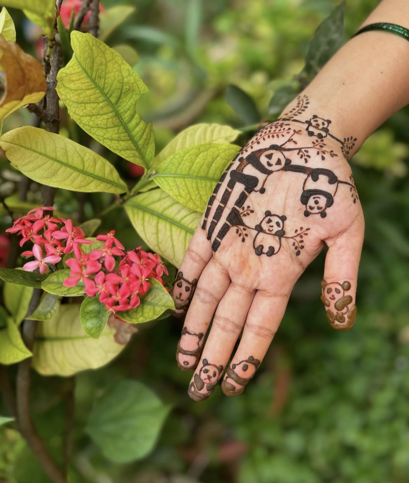 panda images mehndi design