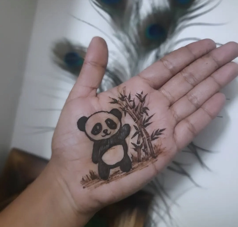 panda mehndi design back hand simple