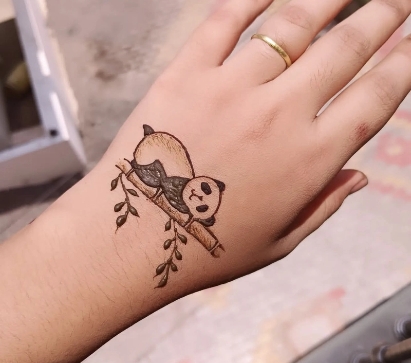 panda mehndi design back hand