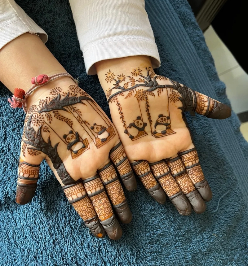 panda mehndi design simple front hand