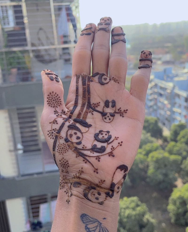 panda mehndi design simple full hand