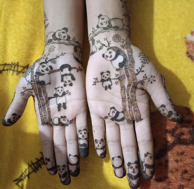 panda mehndi tattoo