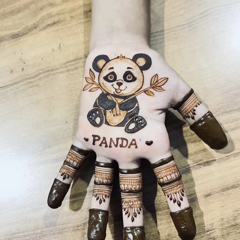 panda teddy mehndi design