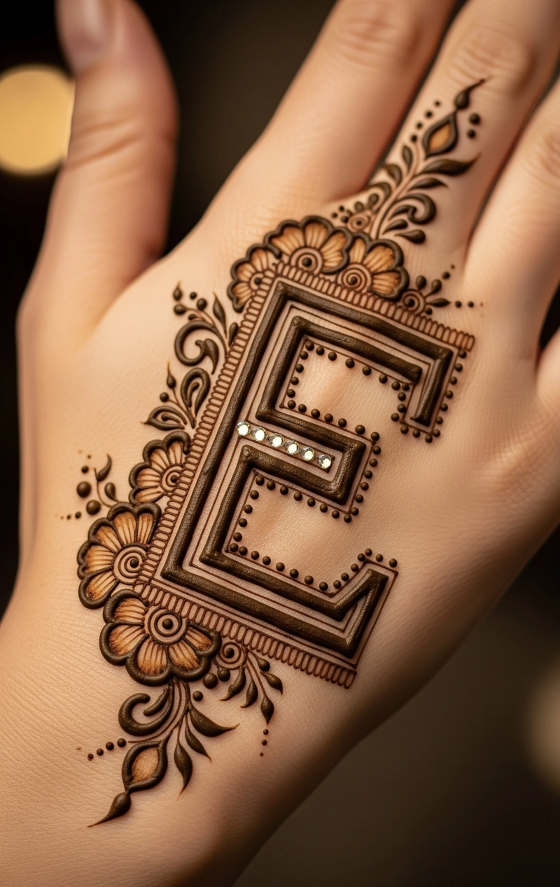 pic henna designs e letter