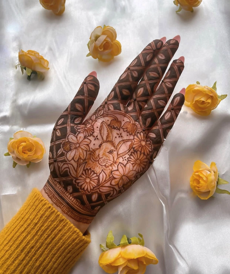 rabbit design mehndi