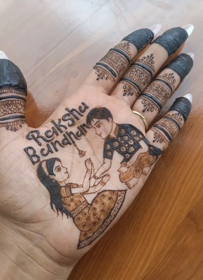 raksha bandhan royal front hand mehndi design