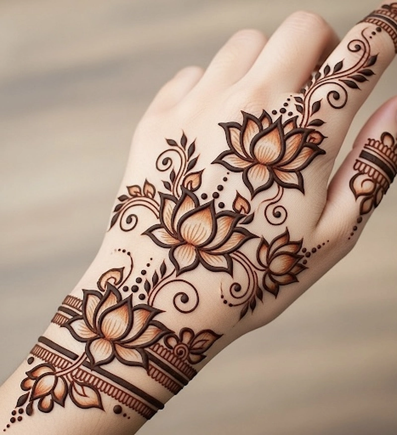 royal lotus mehndi designs