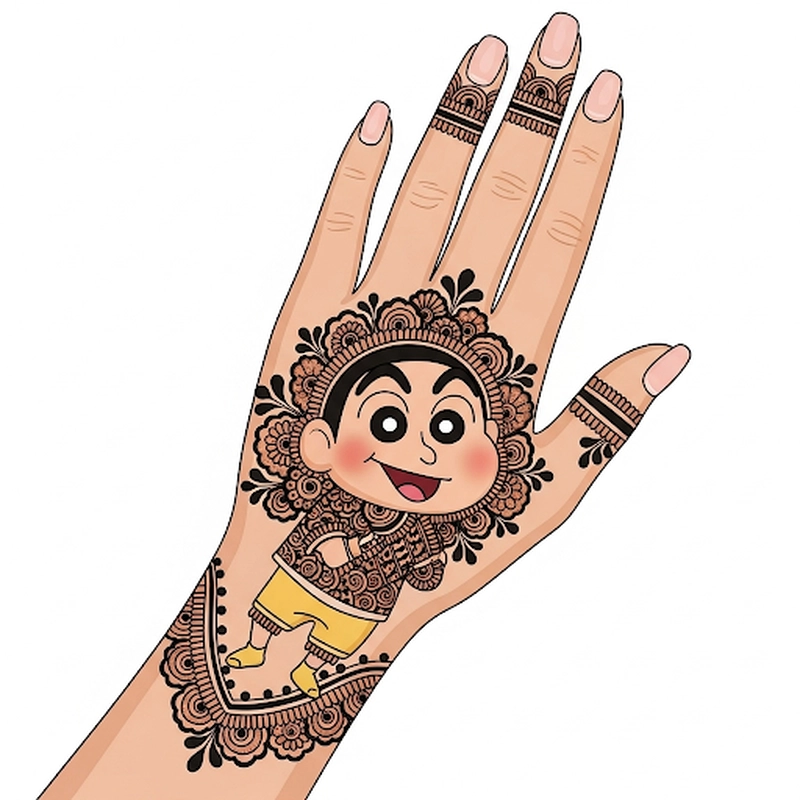 shin chan in mehndi design