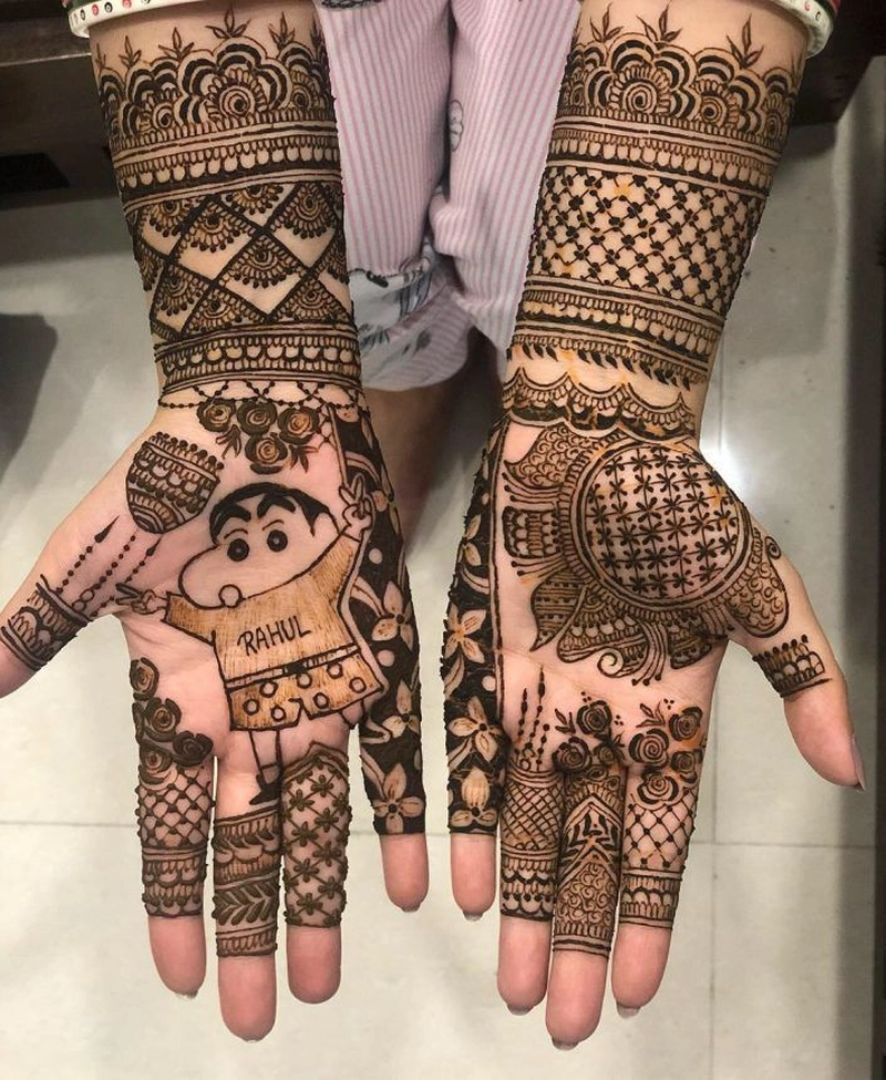 shinchan cartoon mehndi design