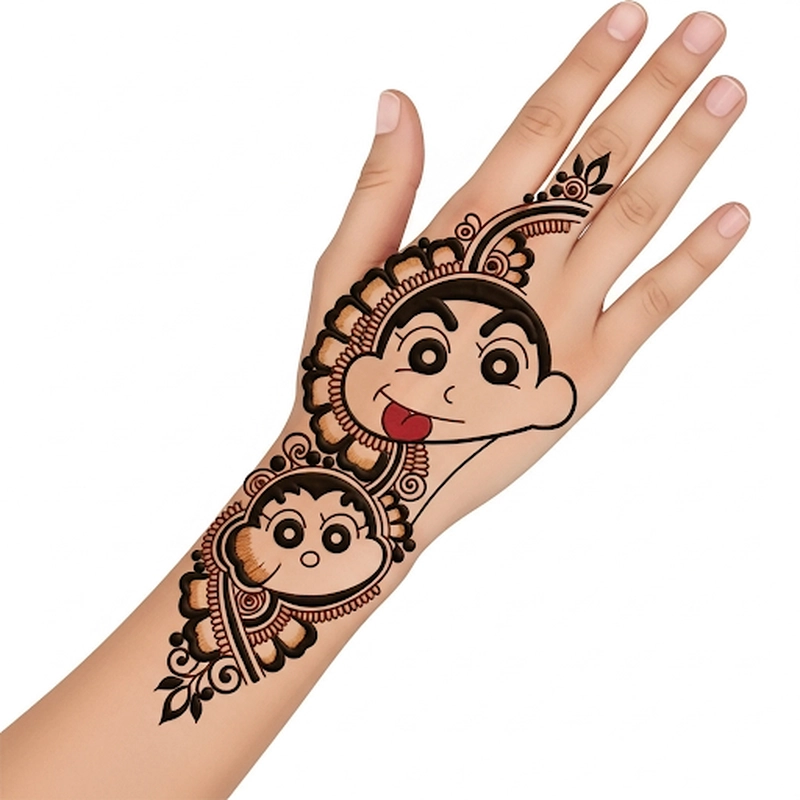 shinchan mehndi design simple back hand